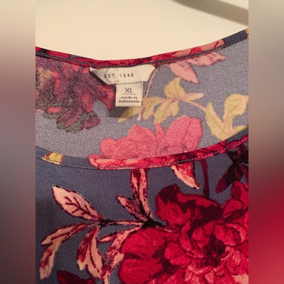 Cato Dusty Blue Floral Cold Shoulder Blouse Size XL X-Large Spring Fall - Picture 4 of 5